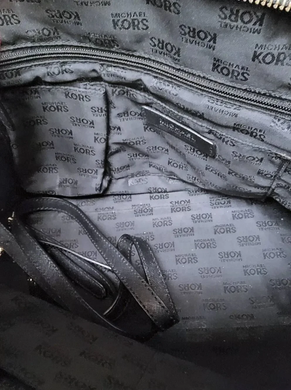MICHAEL KORS Black Leather Dome Satchel with Gold Studs